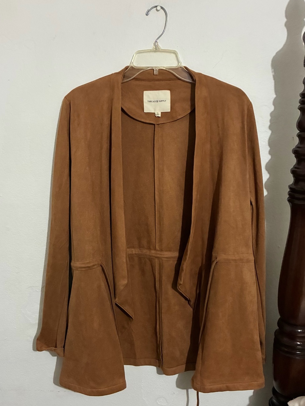 Thread & Supply Chestnut Suede Open-Front Jacket